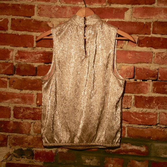 Express Shimmer Cutout High Neck Tank Top - Picture 6 of 7